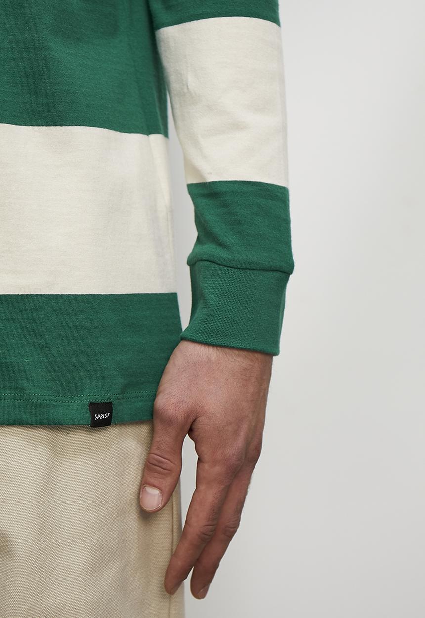 Superbalist - Siya long sleeve rugby stripe tee - green & ecru