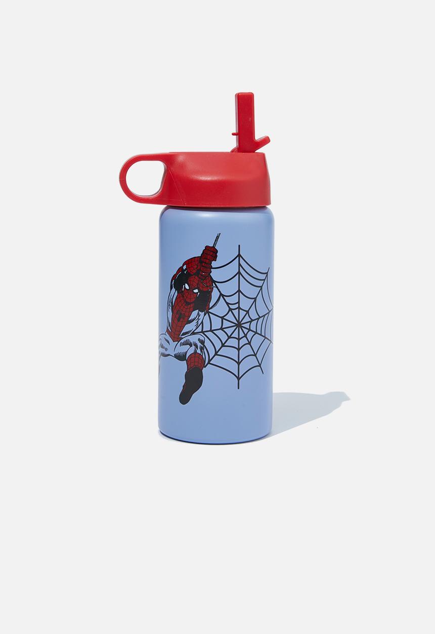Cotton On - Kids metal drink bottle - lcn mar spiderman/dusty blue