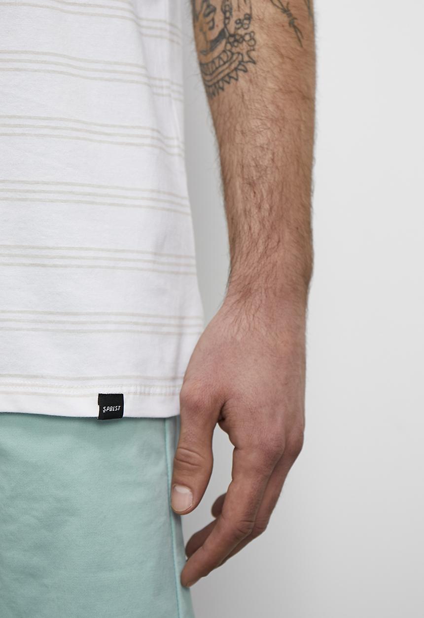 Superbalist - ASH y/d short sleeve 3 stripe crew neck tee - stone & ecru