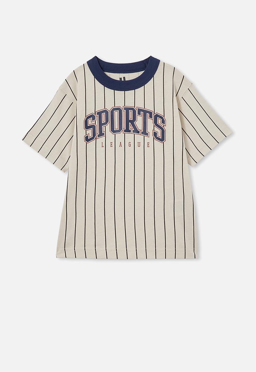 Cotton On - Jonny short sleeve print tee - rainy day stripe/sports league