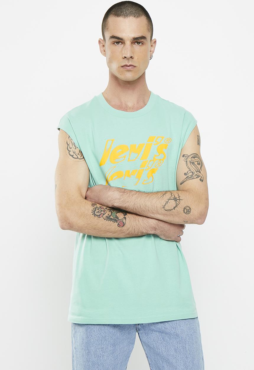 Levi’s® - Graph cali muscle tank z poster logo tan - turquoise 