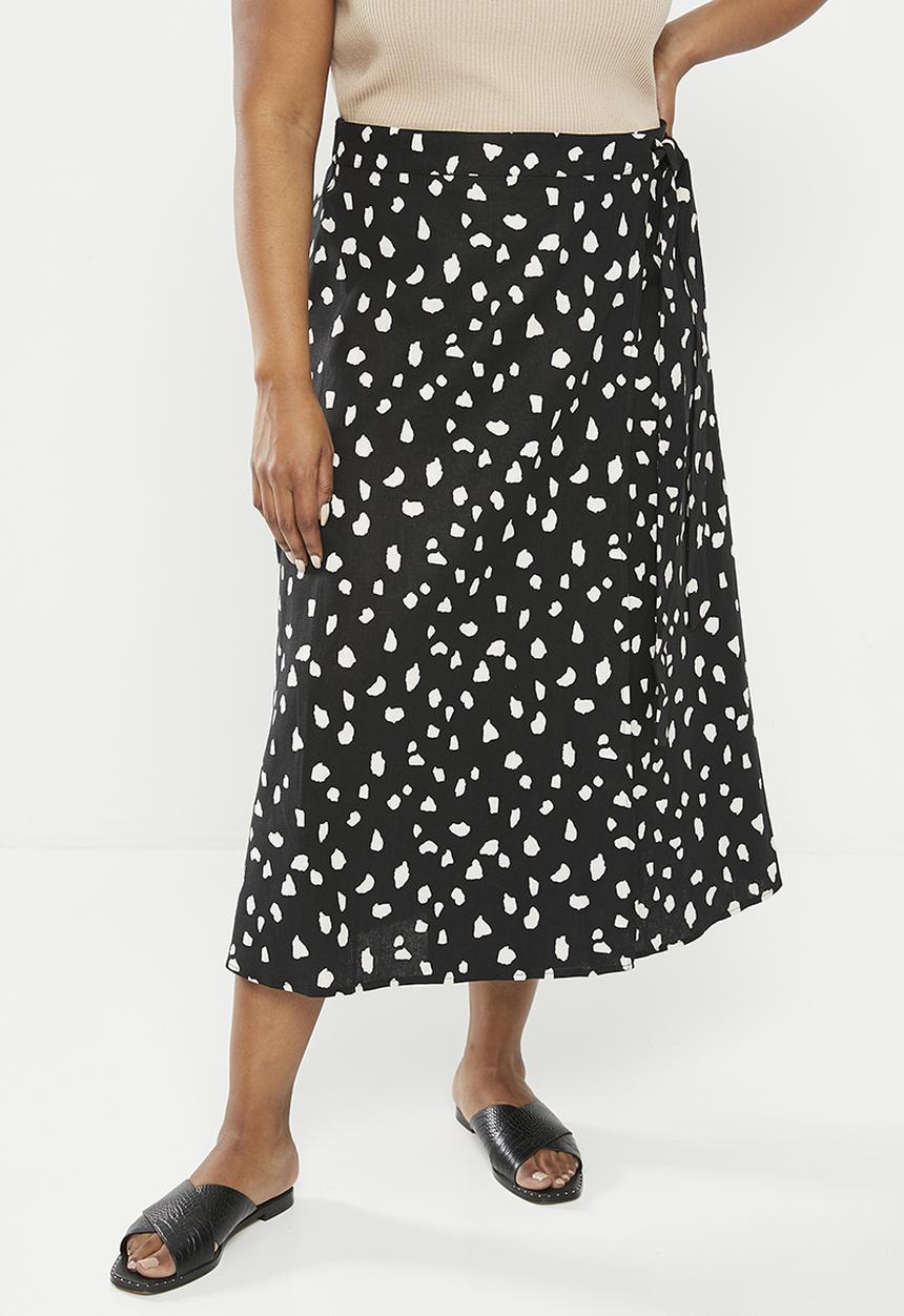 Me&B - Plus faux wrap midi a line skirt - mottled spot