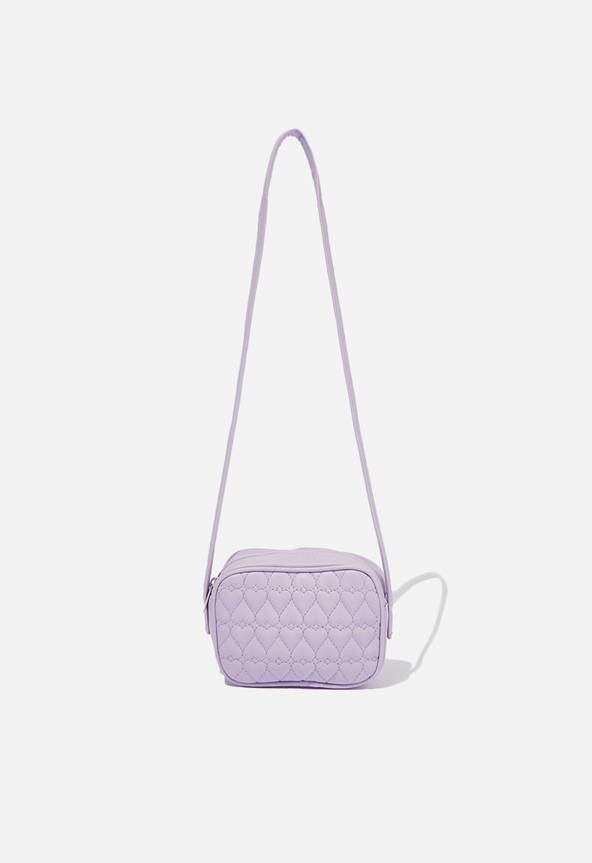 Cotton On - Quinn quilted cross body bag - lilac drop/hearts