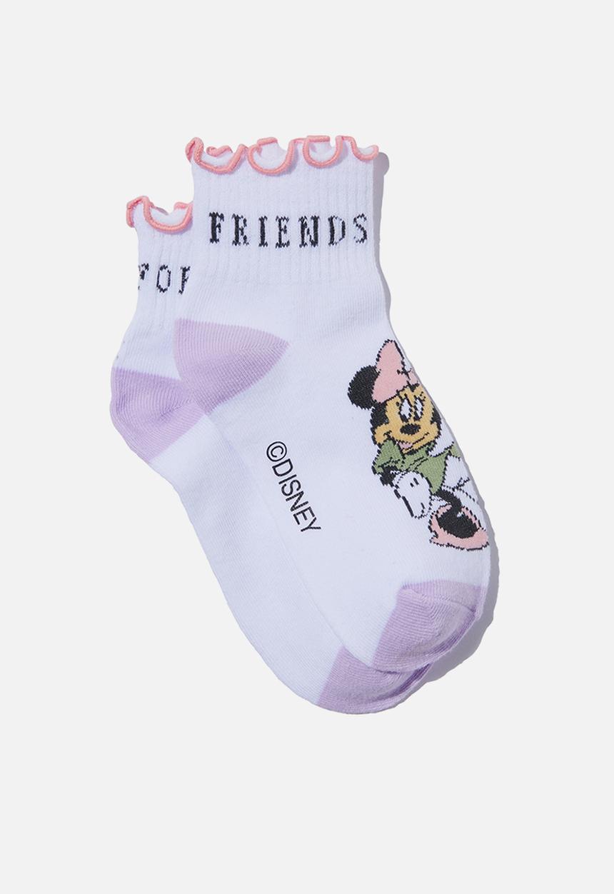 Cotton On - Single pack lcn mid crew sock - lcn dis lilac drop/minnie friends