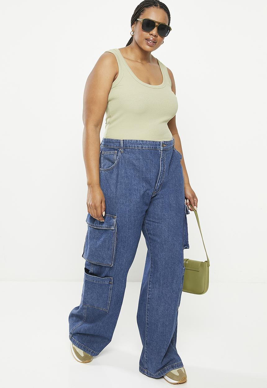 Cotton On - Plus the one organic rib scoop tank - desert sage
