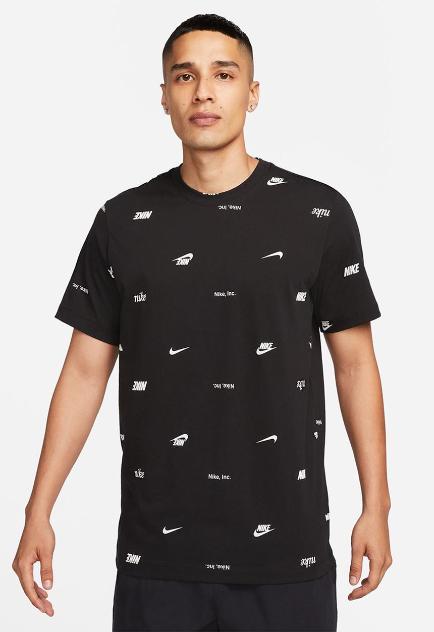 Nike - NSW Club+ AOP t-shirt - black/wht
