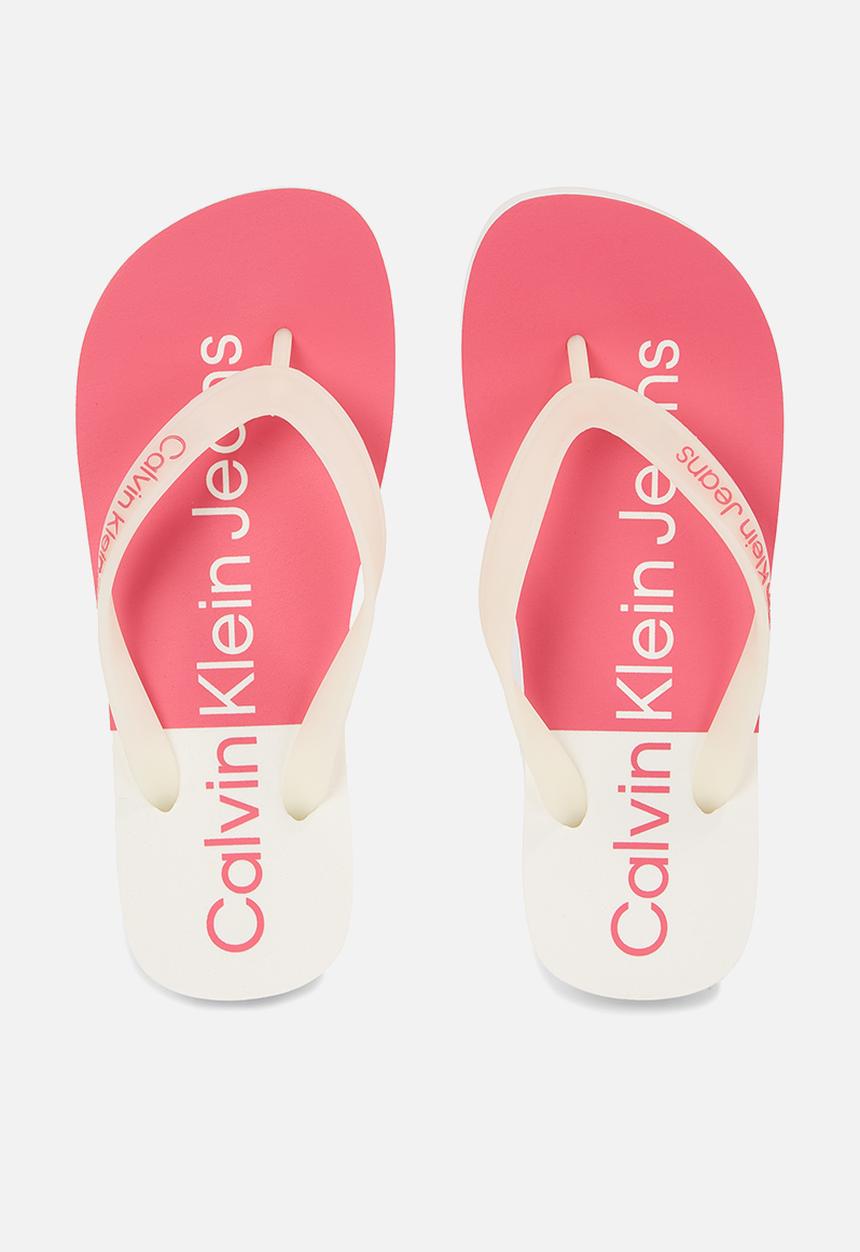 Calvin Klein - Beach sandal flatform - ancient white/raspberry sorbet