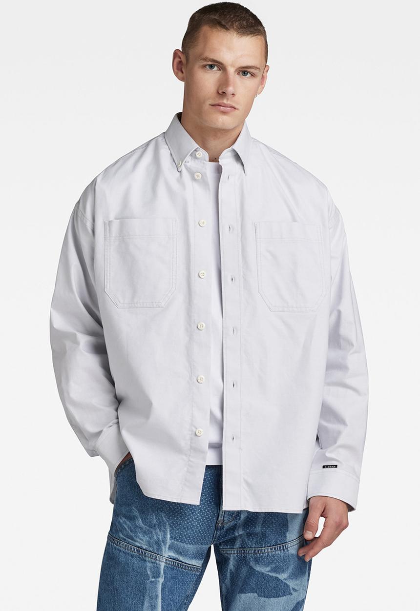 G-STAR - Tp bttn down oversized shirt l\s - oyster blue/white oxford