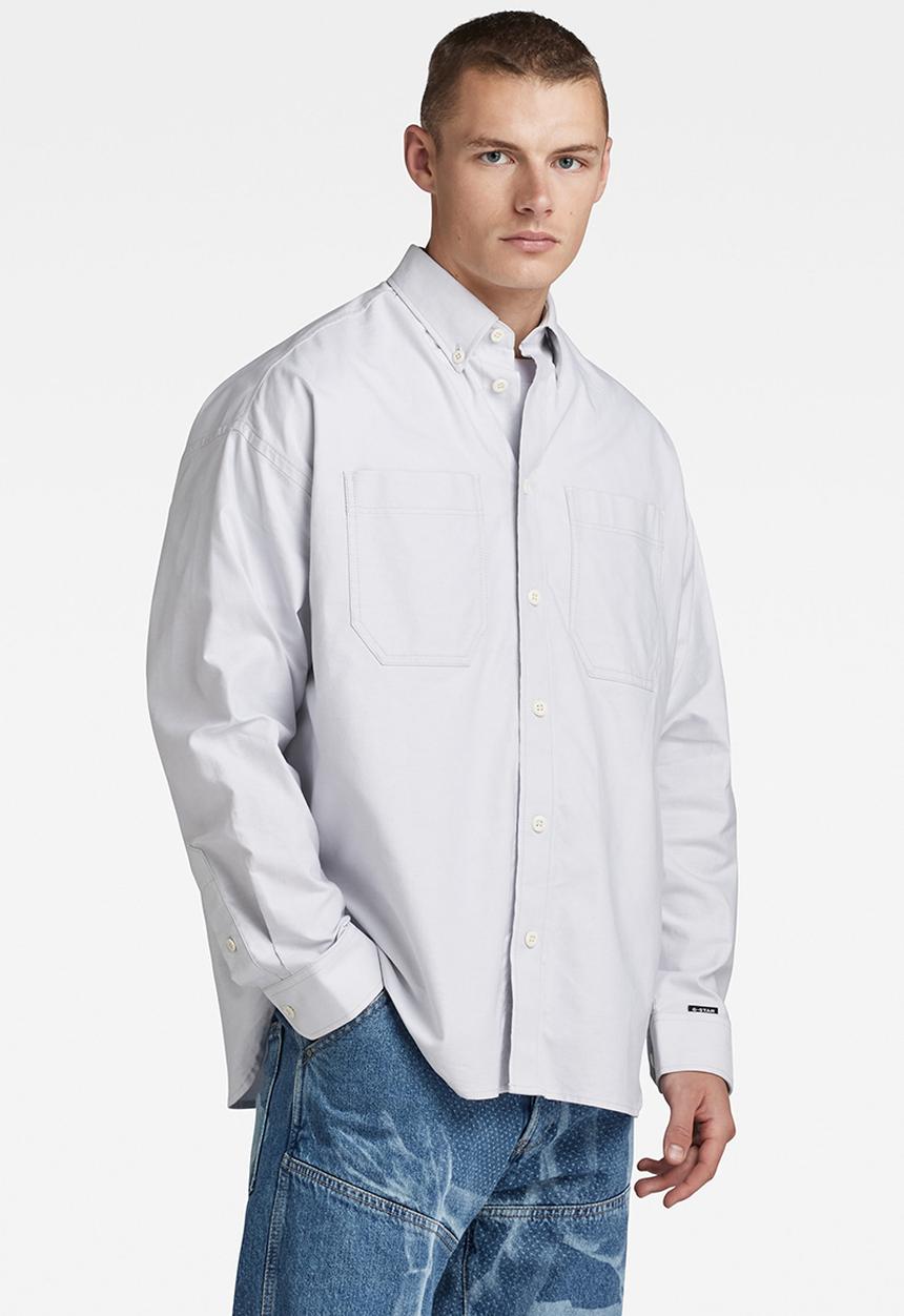 G-STAR - Tp bttn down oversized shirt l\s - oyster blue/white oxford