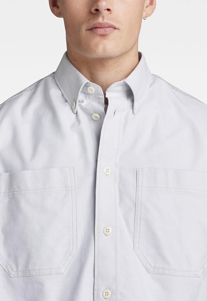 G-STAR - Tp bttn down oversized shirt l\s - oyster blue/white oxford