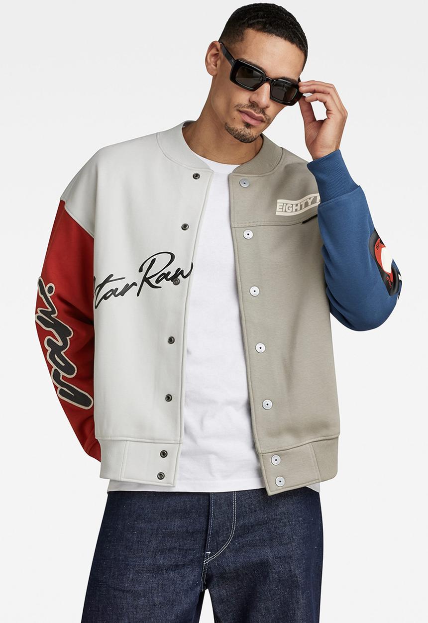 G-STAR - Varsity bomber loose sw dry ashor - elephant skin multicolor block