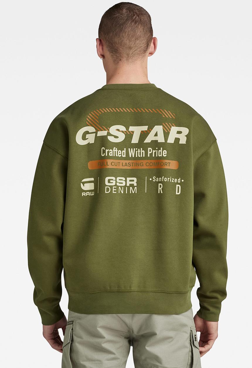 G-STAR - Old skool back gr loose sw dry ashor sweat - dark olive