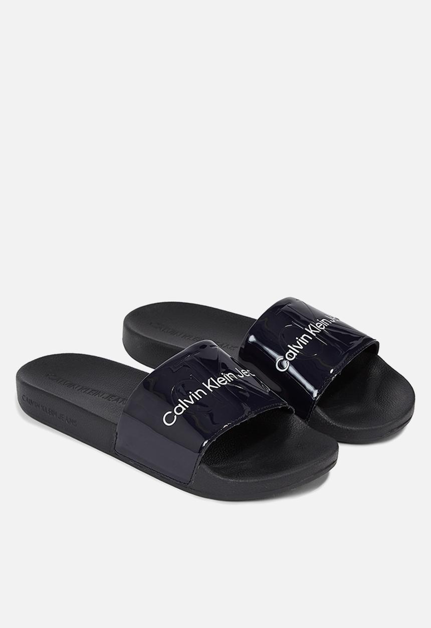 Calvin Klein - Slide metallic monologo - metallic blue