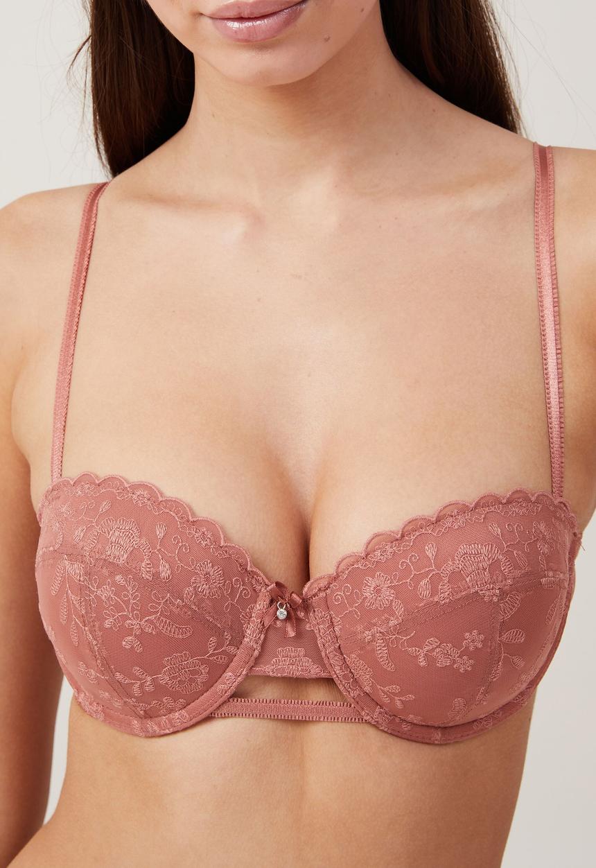 Cotton On - Aurora Lace Contour Bra - Rose Dust