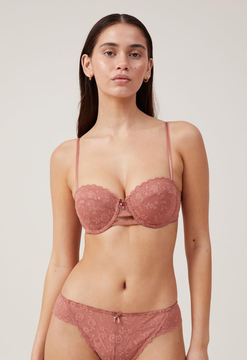 Cotton On - Aurora Lace Contour Bra - Rose Dust