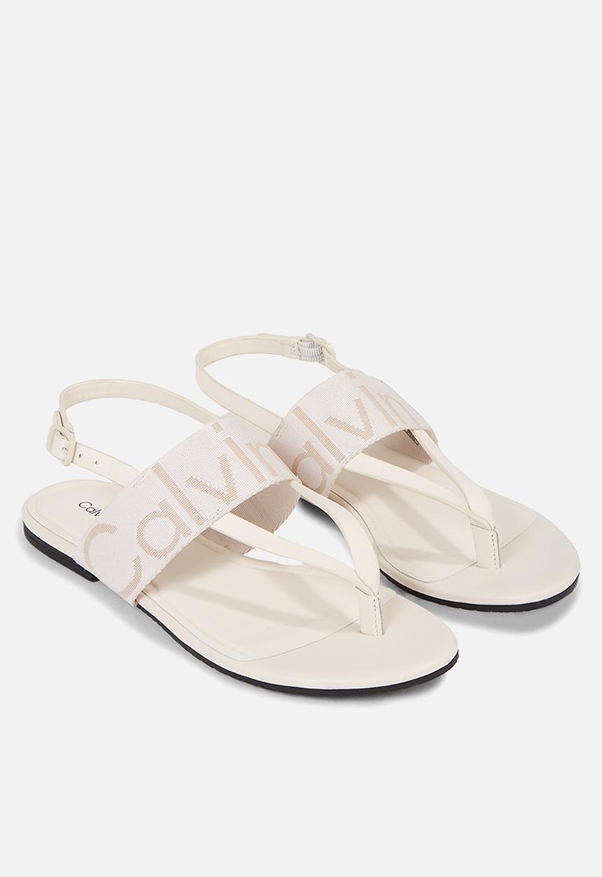 Calvin Klein - Flat sandal toepost webbing - ancient white 