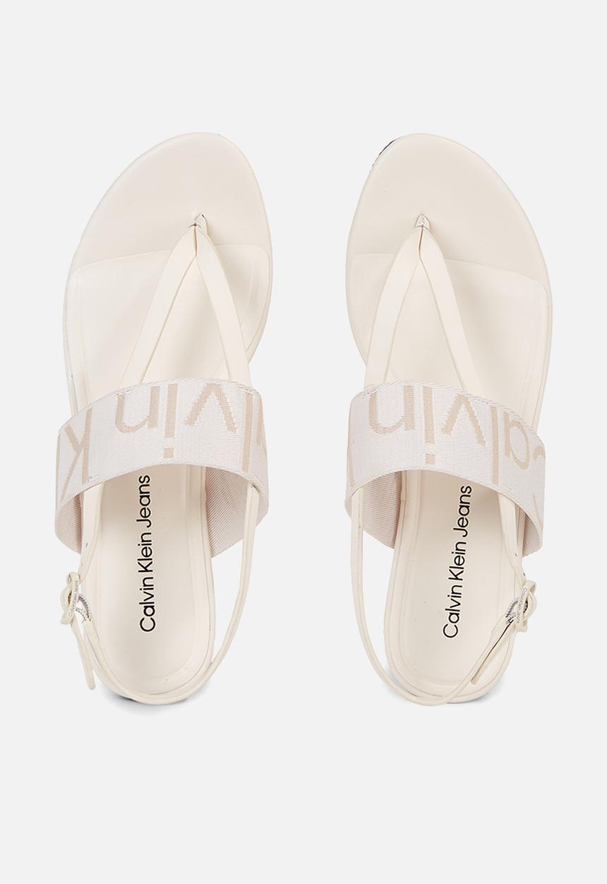 Calvin Klein - Flat sandal toepost webbing - ancient white 