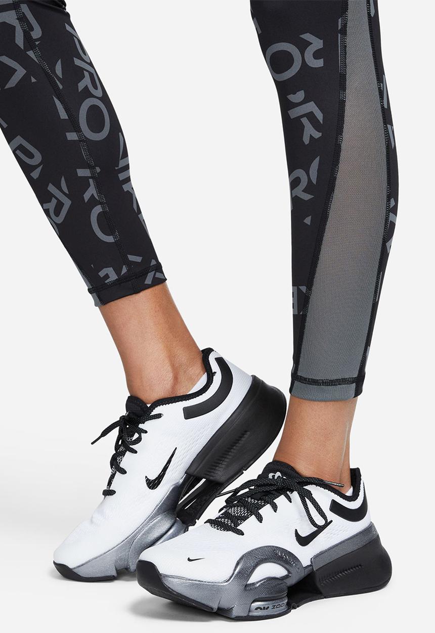 Nike - W np df mr 7/8 tght aop - black/black/iron grey/white