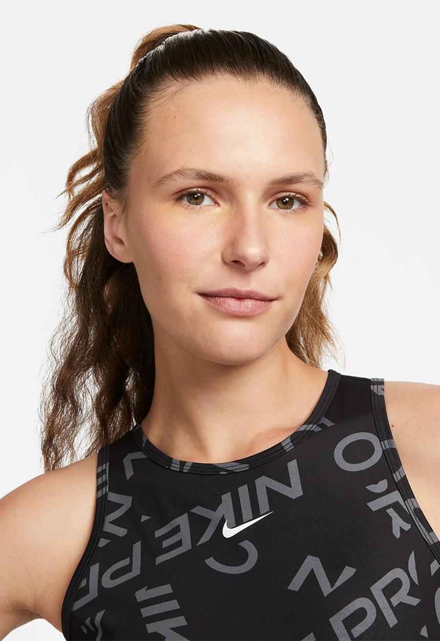 Nike - W np df crop tank aop - black/black/white