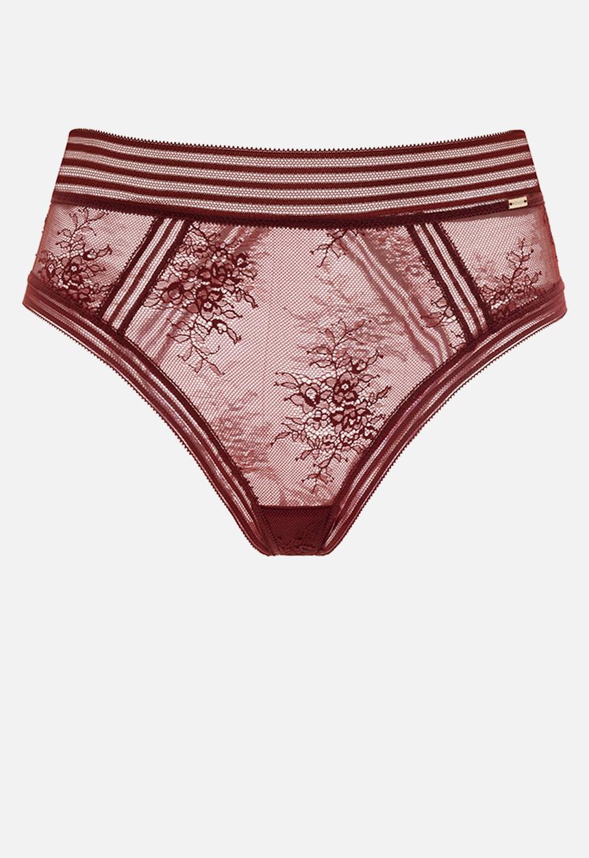 Janet Reger - Statement starlight high waisted brief - ruby