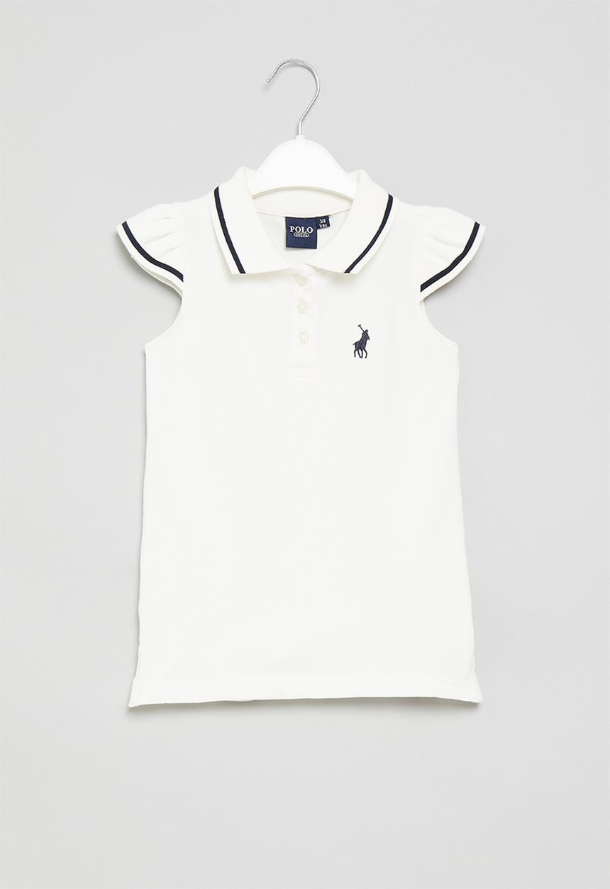 POLO - Girls frill sleeved - off white