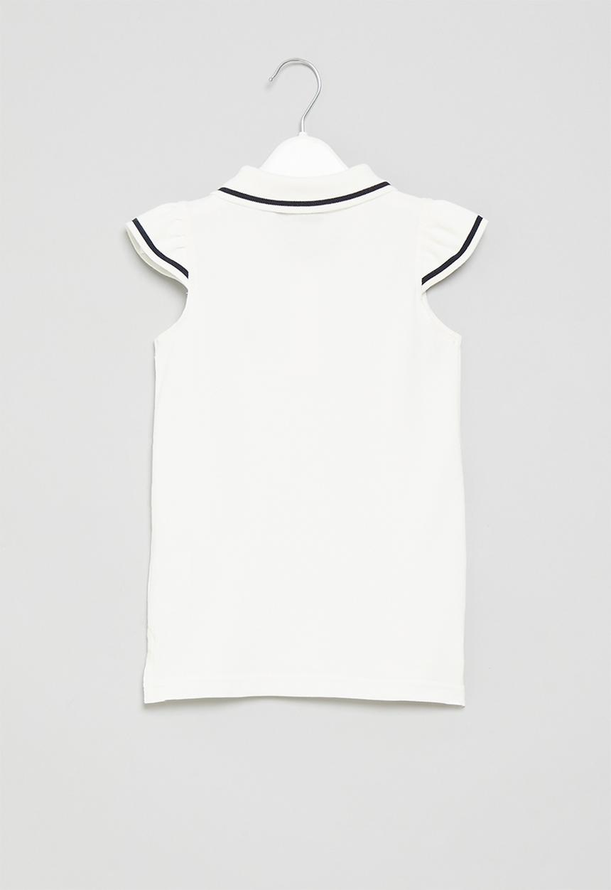 POLO - Girls frill sleeved - off white