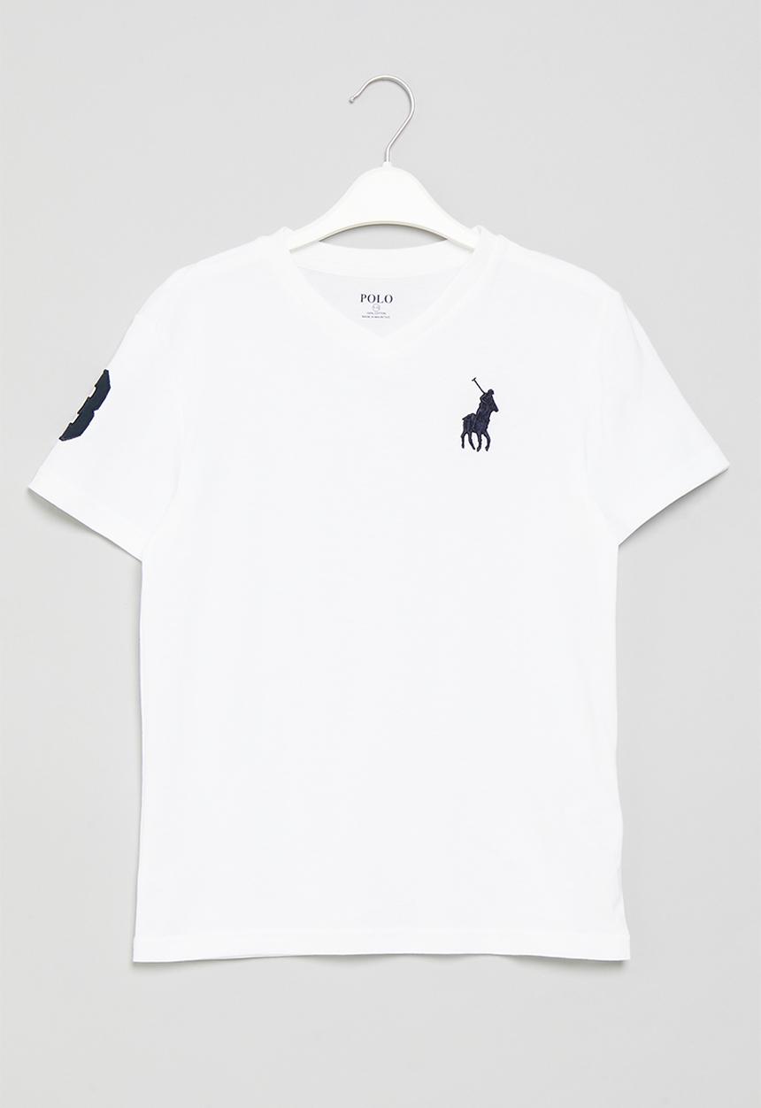 POLO - Boys numerical v-neck - white