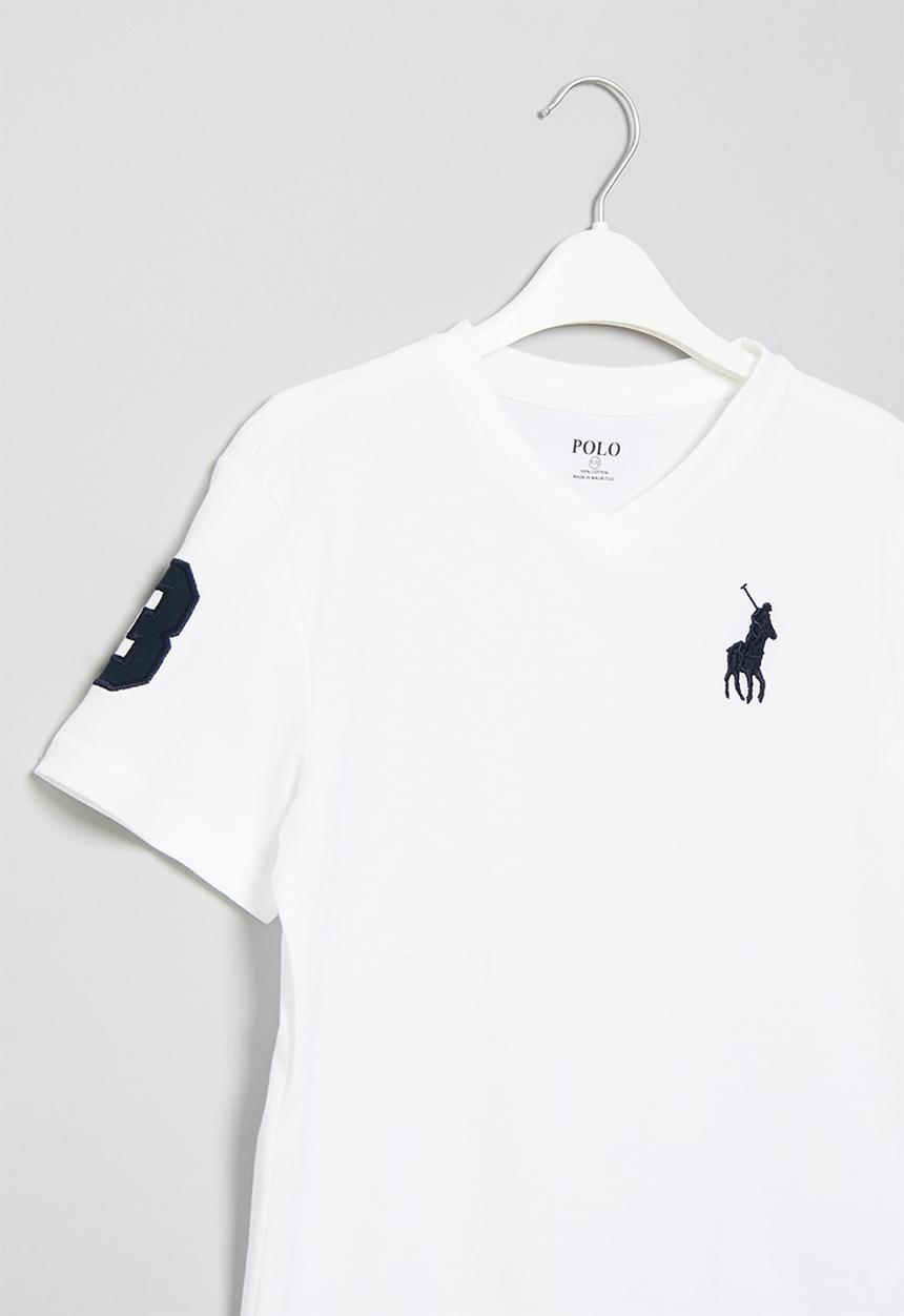 POLO - Boys numerical v-neck - white