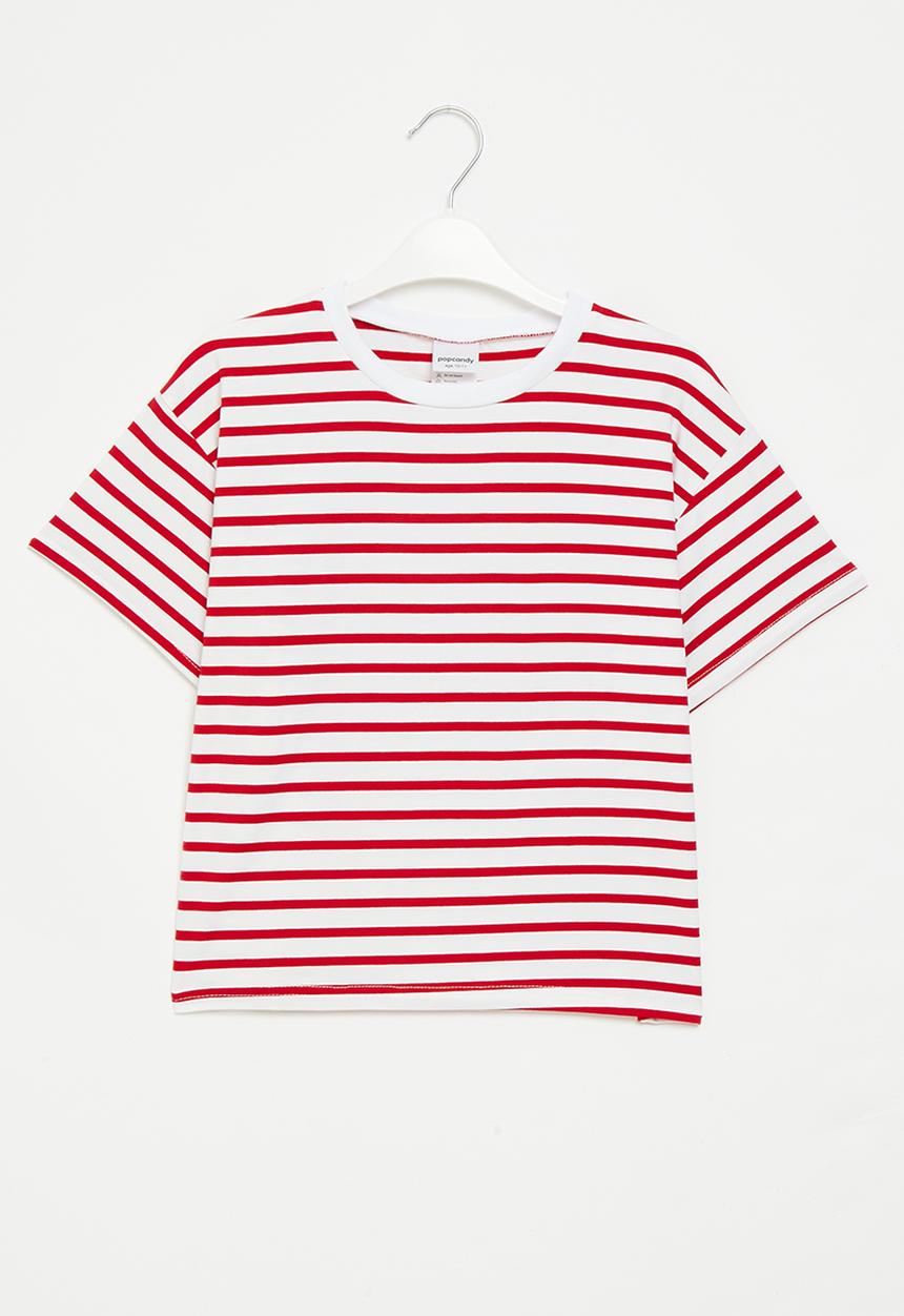 Pop Candy - Stripe tee - red & white