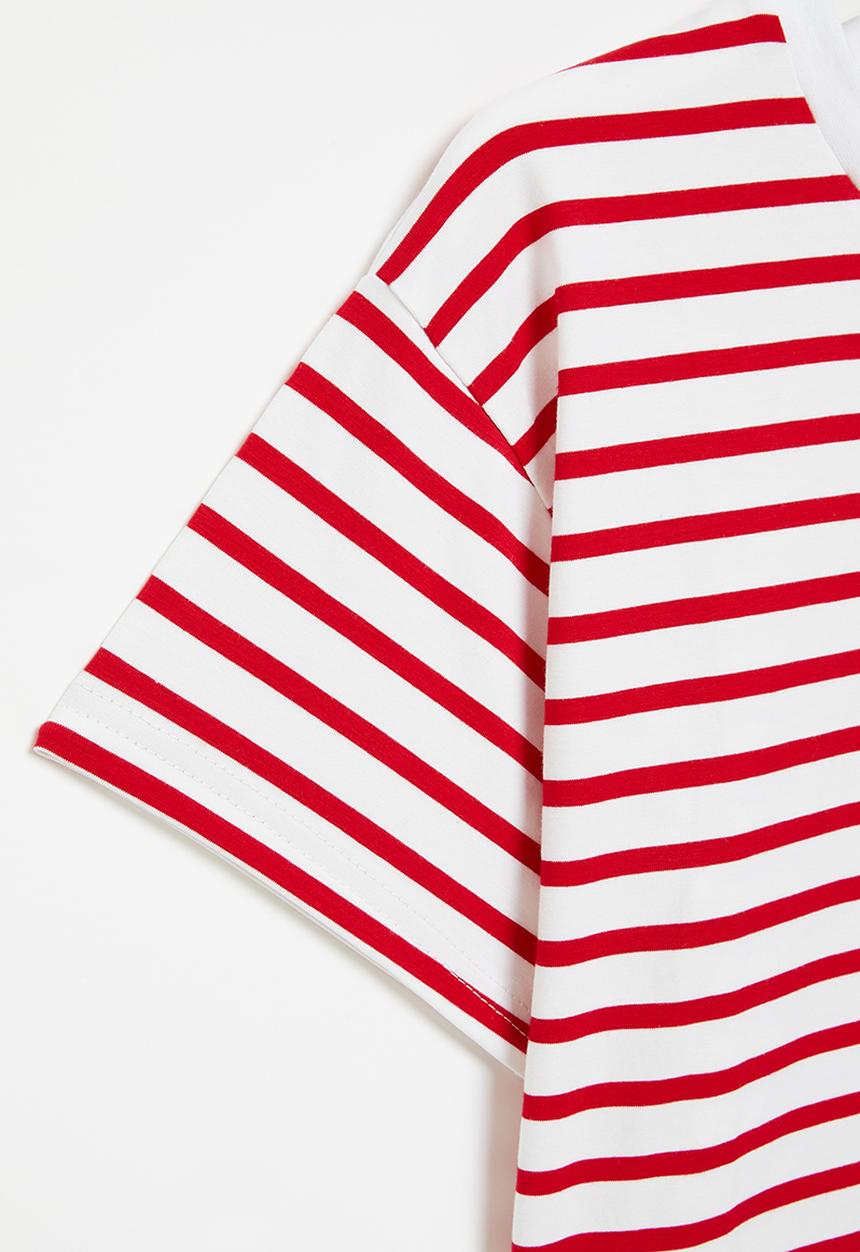 Pop Candy - Stripe tee - red & white