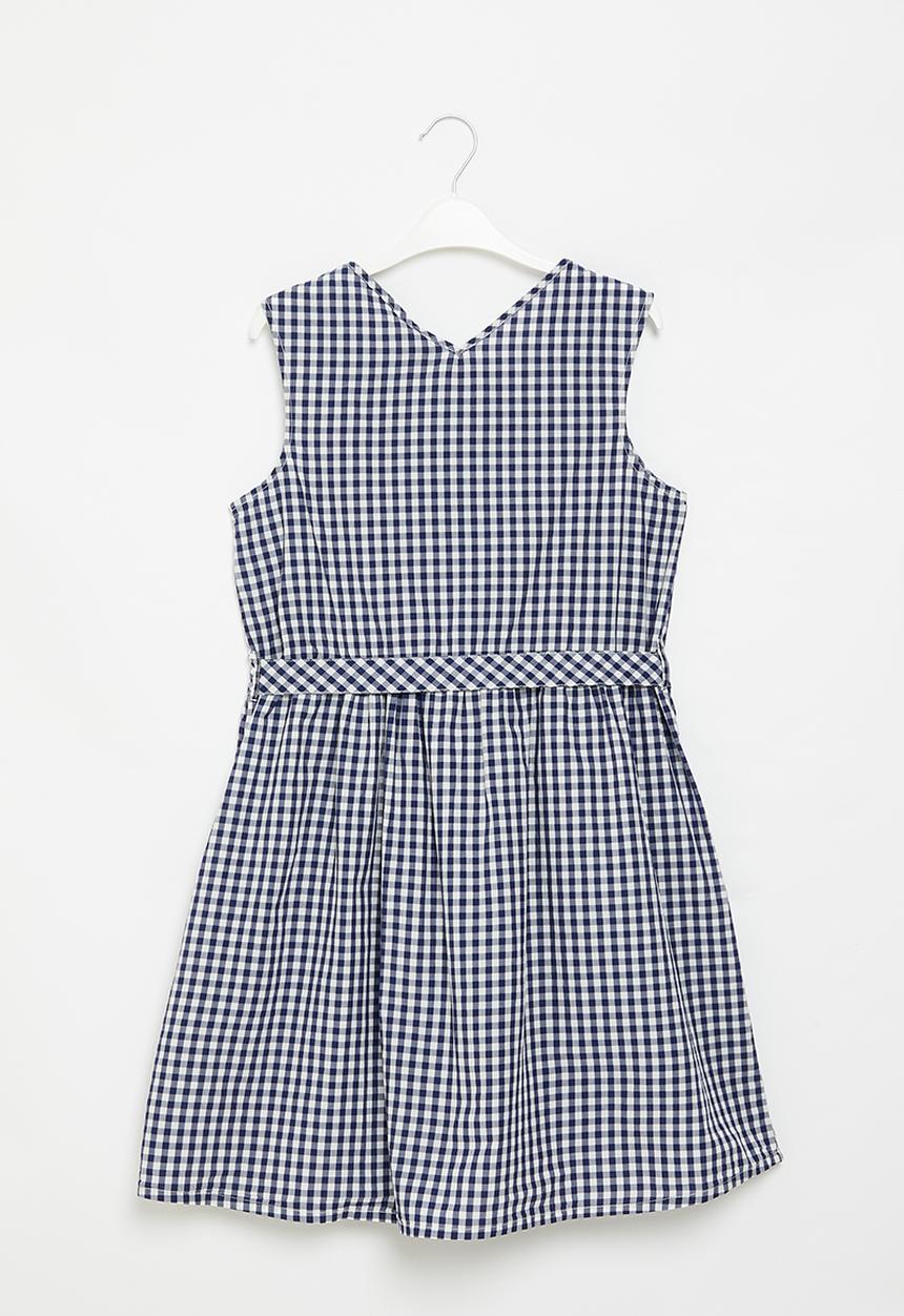 POLO - Girls checked sleeveless dress - navy
