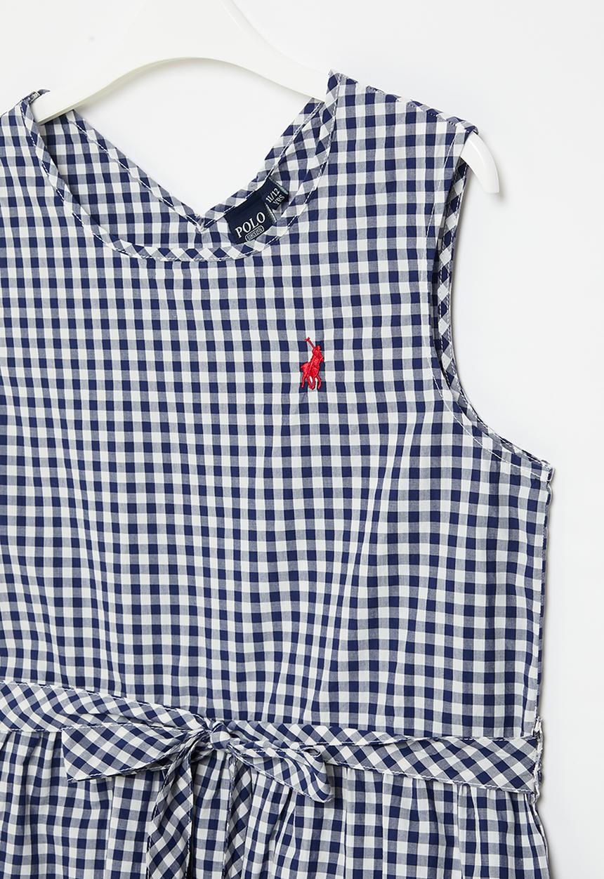 POLO - Girls checked sleeveless dress - navy