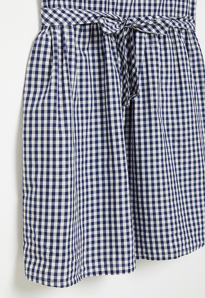 POLO - Girls checked sleeveless dress - navy