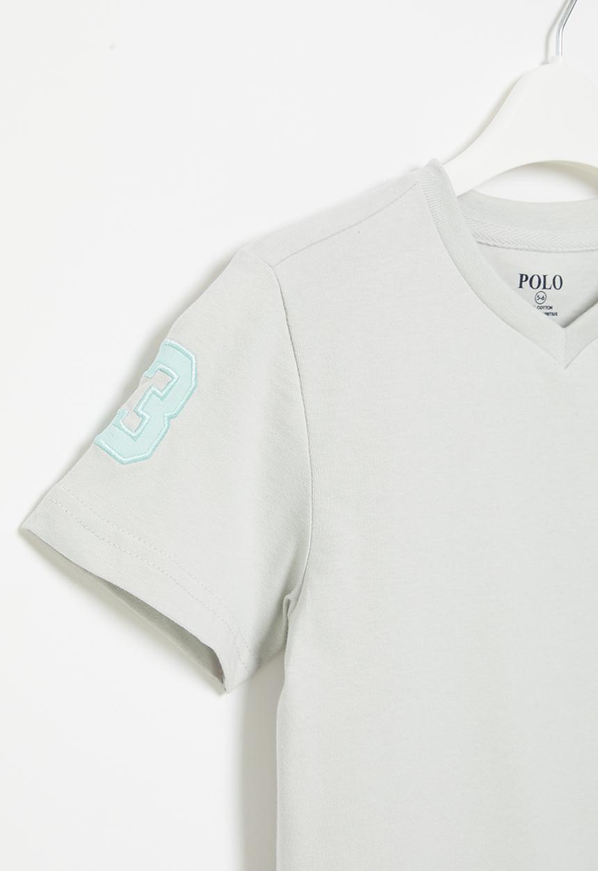 POLO - Boys numerical v neck - grey