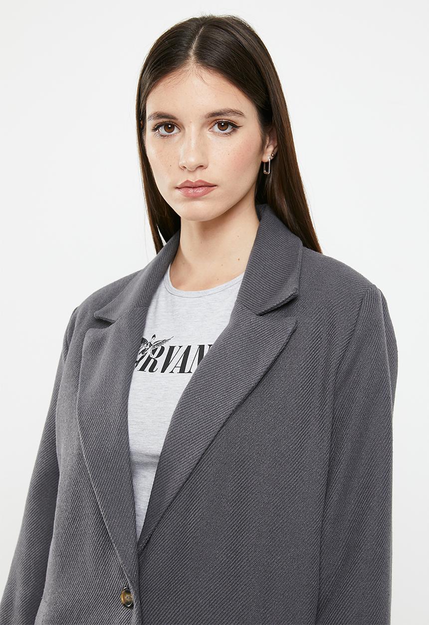 Cotton On - Bump Friendly Button Down Coat - Charcoal