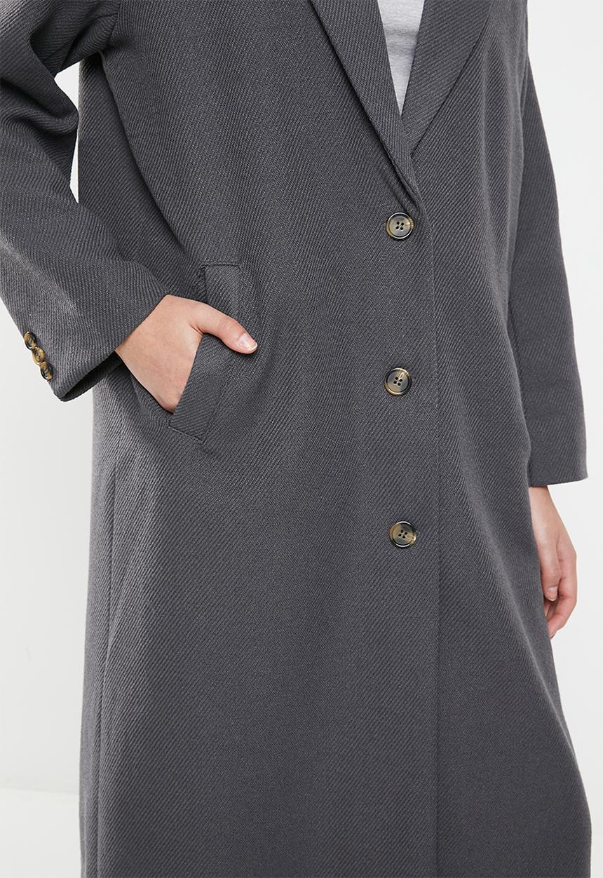 Cotton On - Bump Friendly Button Down Coat - Charcoal