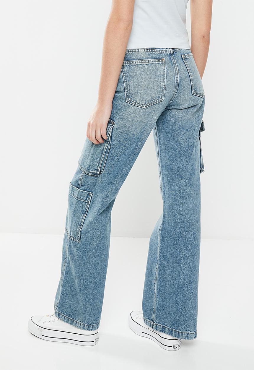 Cotton On - Cargo Wide Leg Jean - Lake Blue
