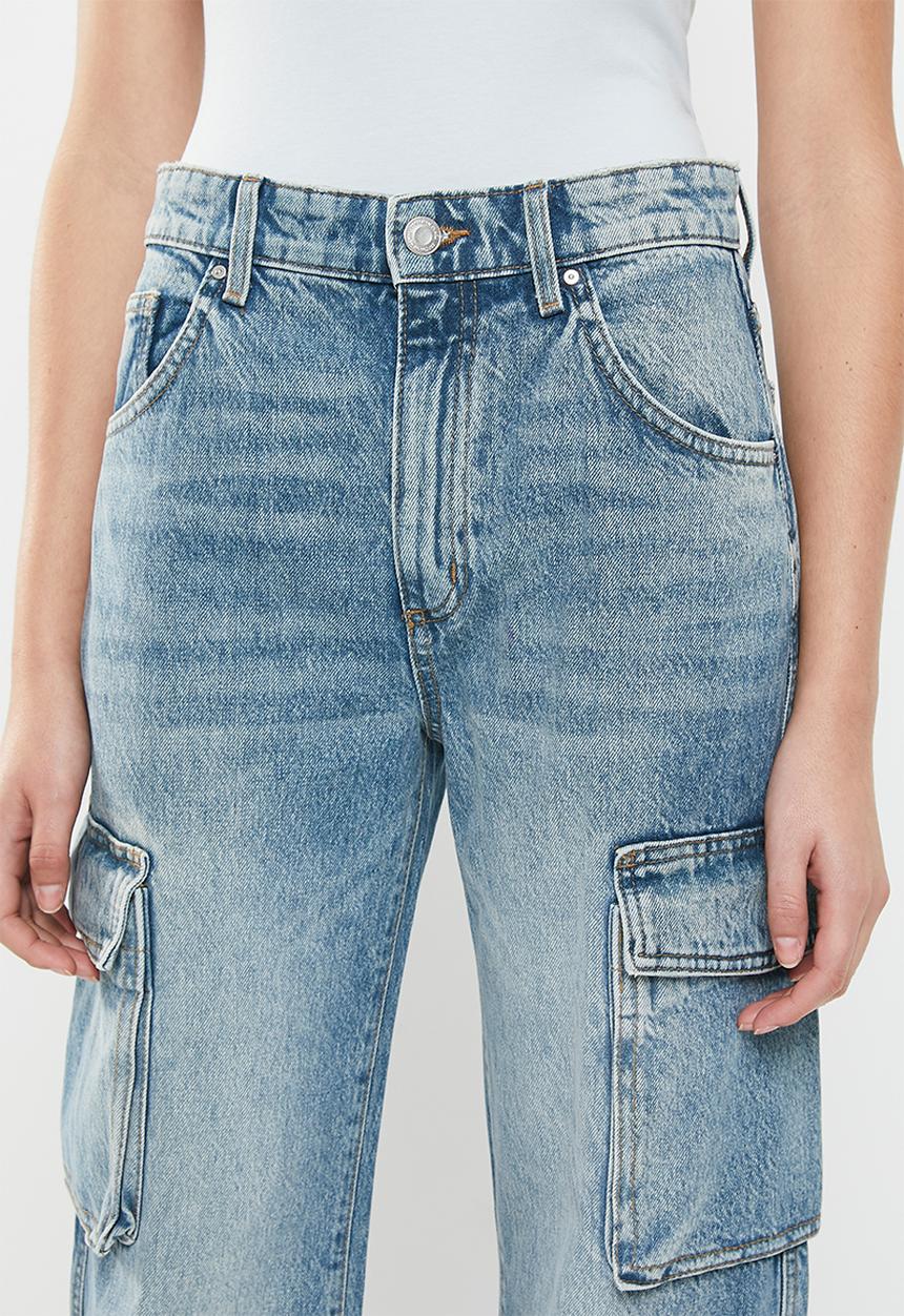 Cotton On - Cargo Wide Leg Jean - Lake Blue