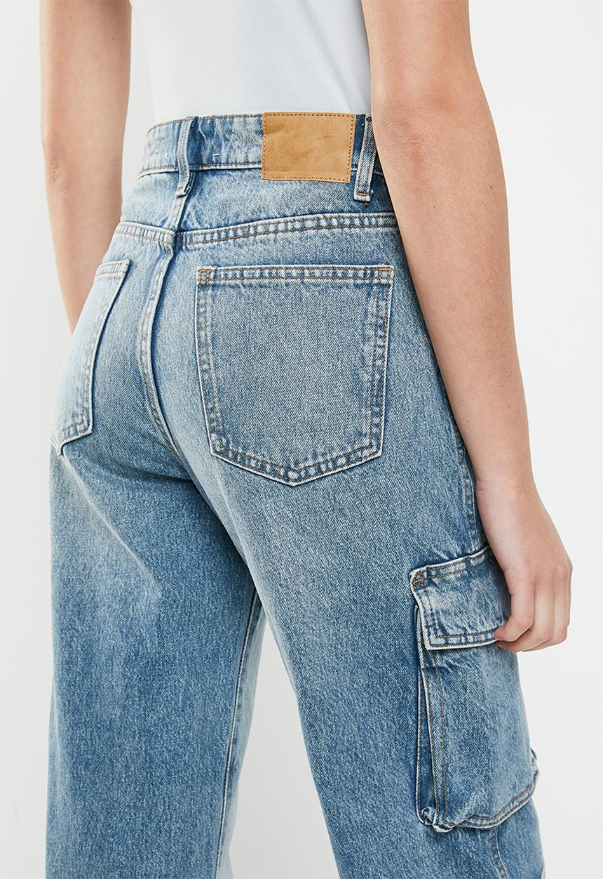 Cotton On - Cargo Wide Leg Jean - Lake Blue