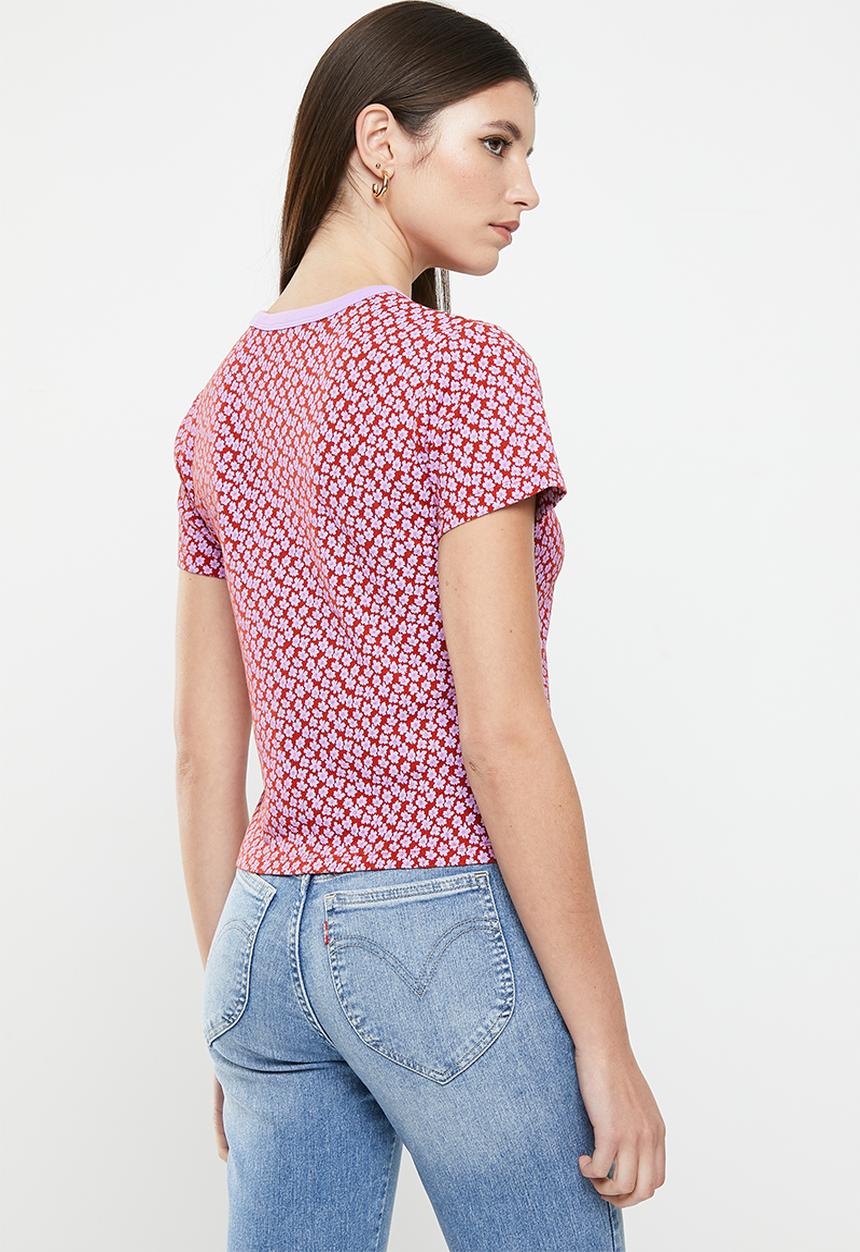 Levi’s® - Graphic rickie tee split crafty flower aria - red & purple