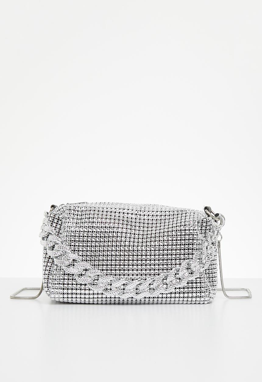 MILLA - Diamanté shoulder bag - silver