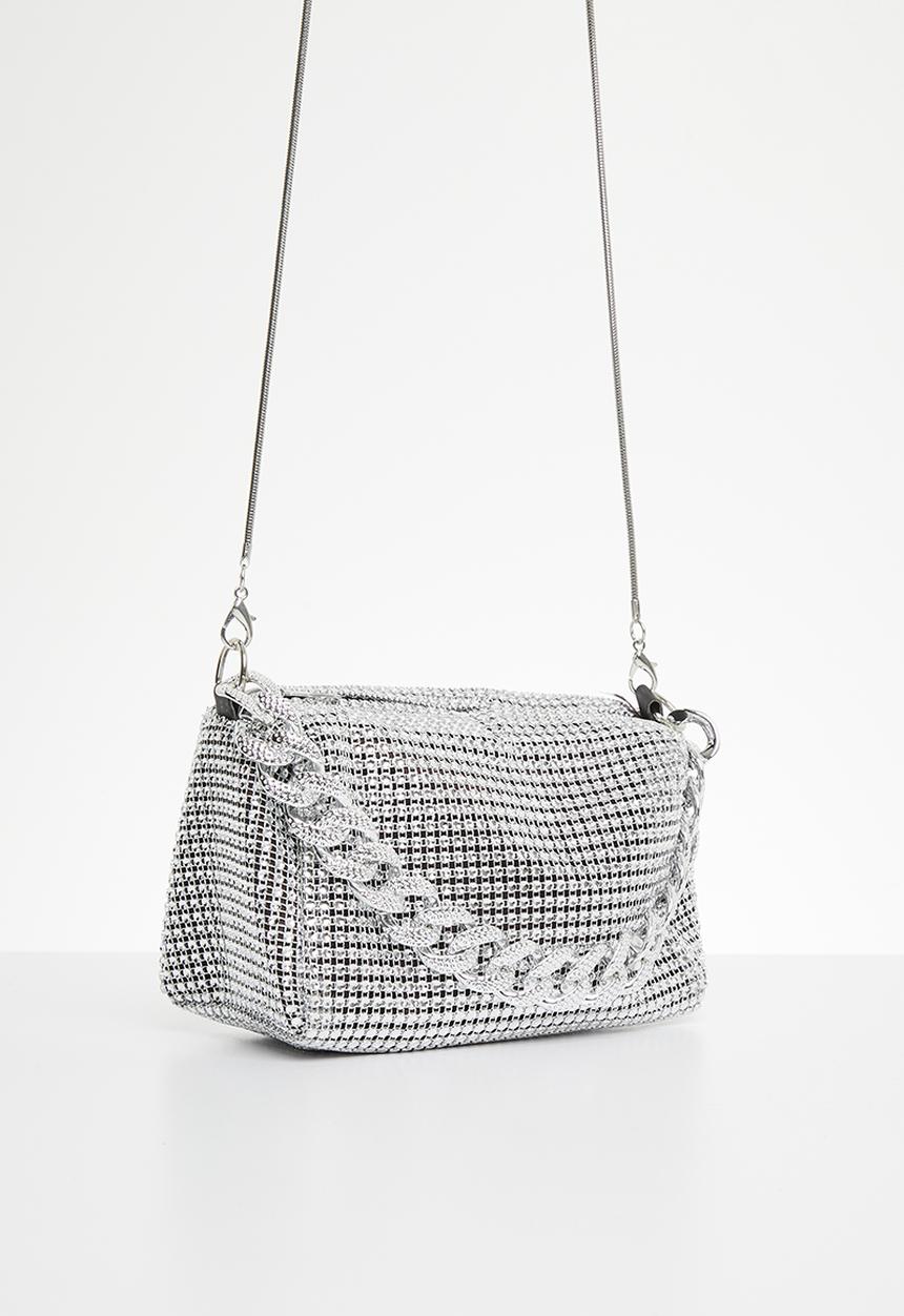 MILLA - Diamanté shoulder bag - silver