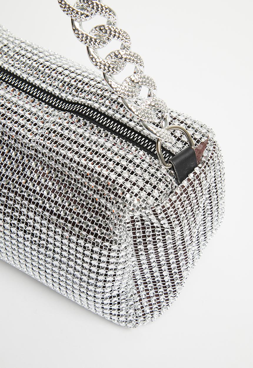 MILLA - Diamanté shoulder bag - silver