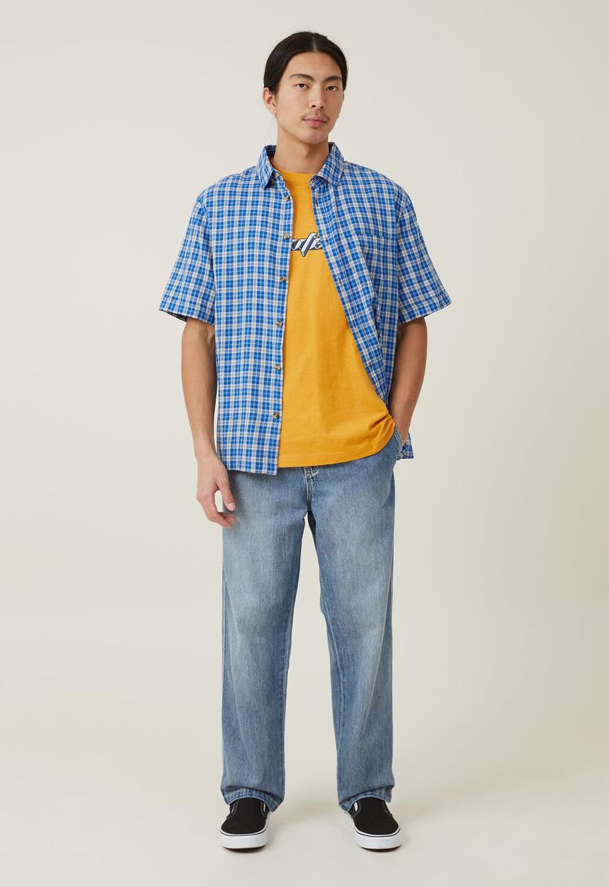 Cotton On - Loose fit art t-shirt - aged tellow / route 777