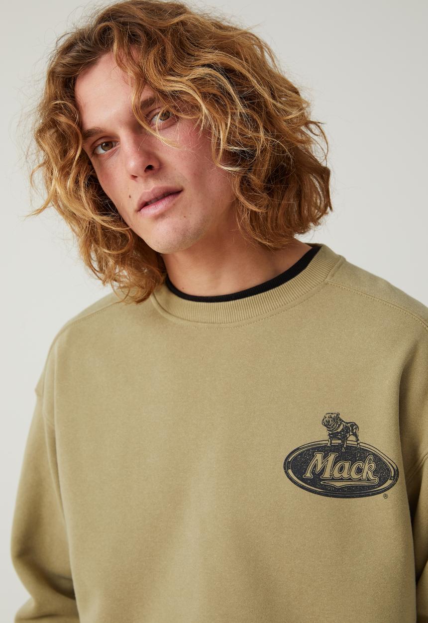 Cotton On - Mack trucks oversized sweater - lcn mac blair green/monochrome