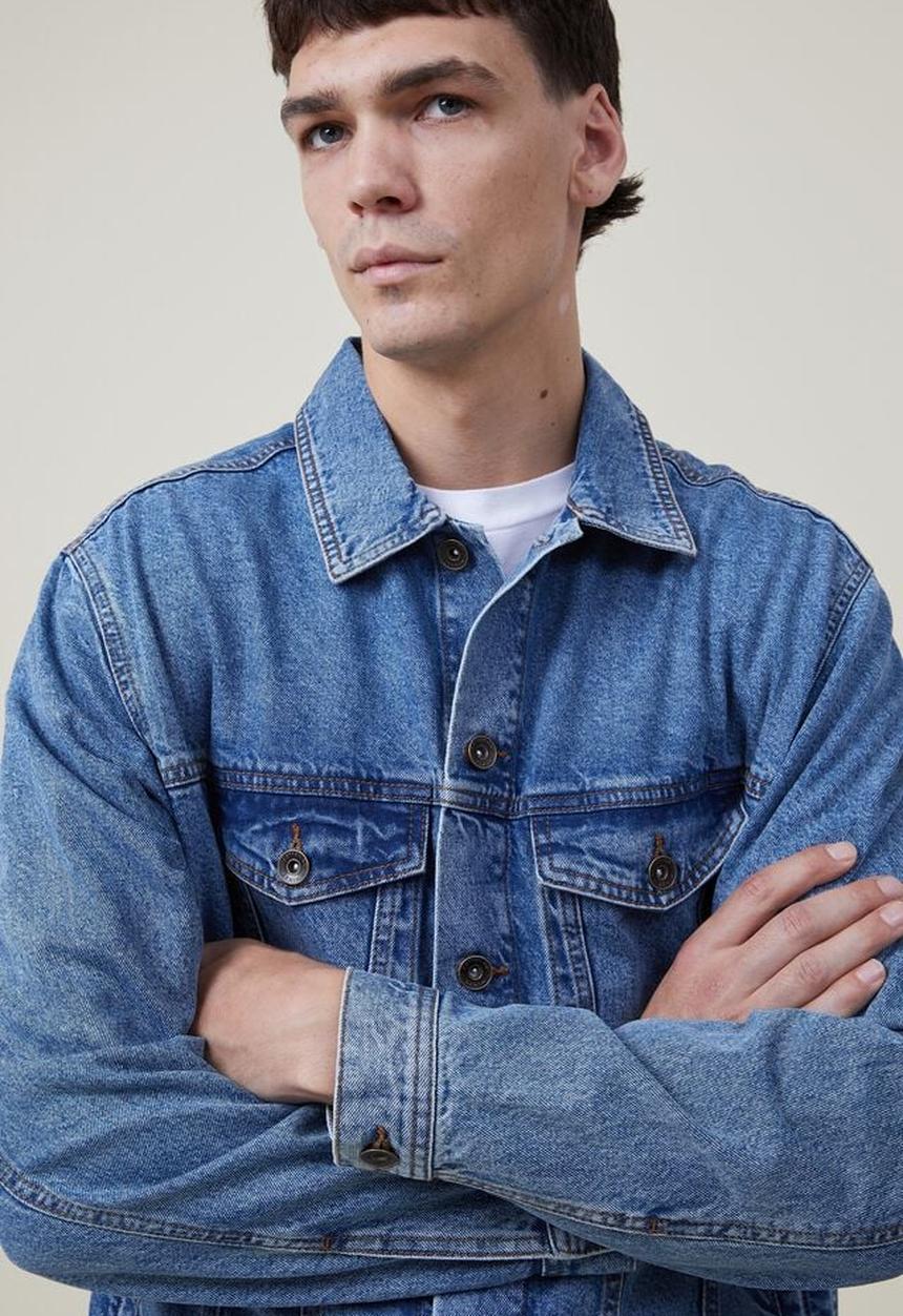 Cotton On - Seattle trucker jacket - 90S blue denim