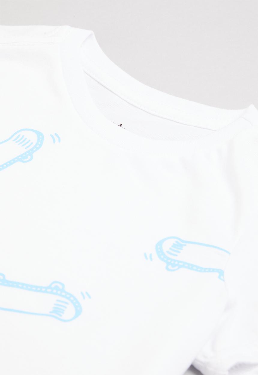 Pop Candy - 2 Pack printed tee - white & blue 