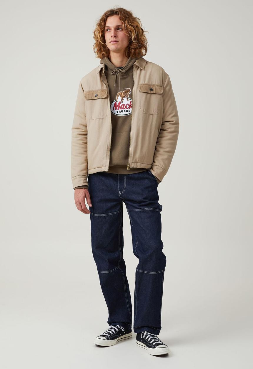 Cotton On - Mack trucks oversized hoodie - lcn mac mud green / bulldog logo