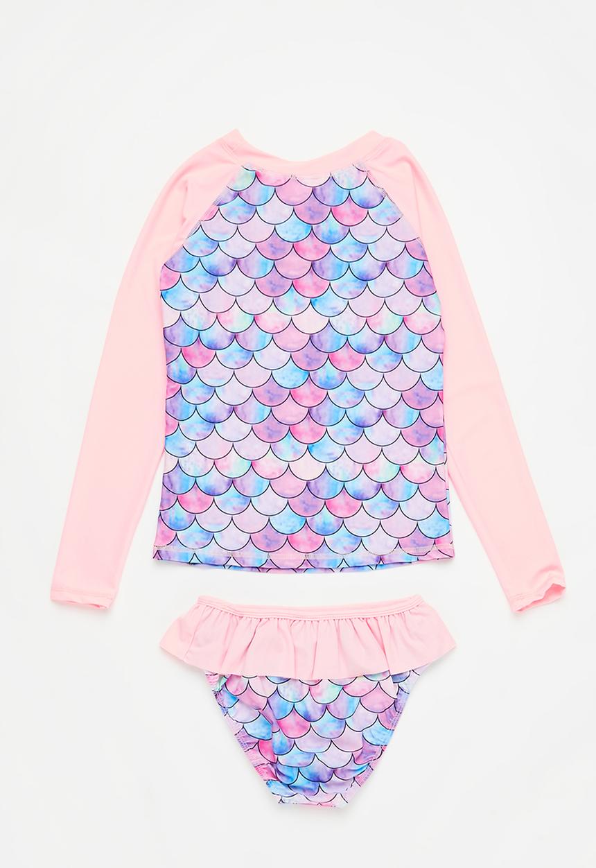 Pop Candy - Girls ruffle bottom swim set - light pink
