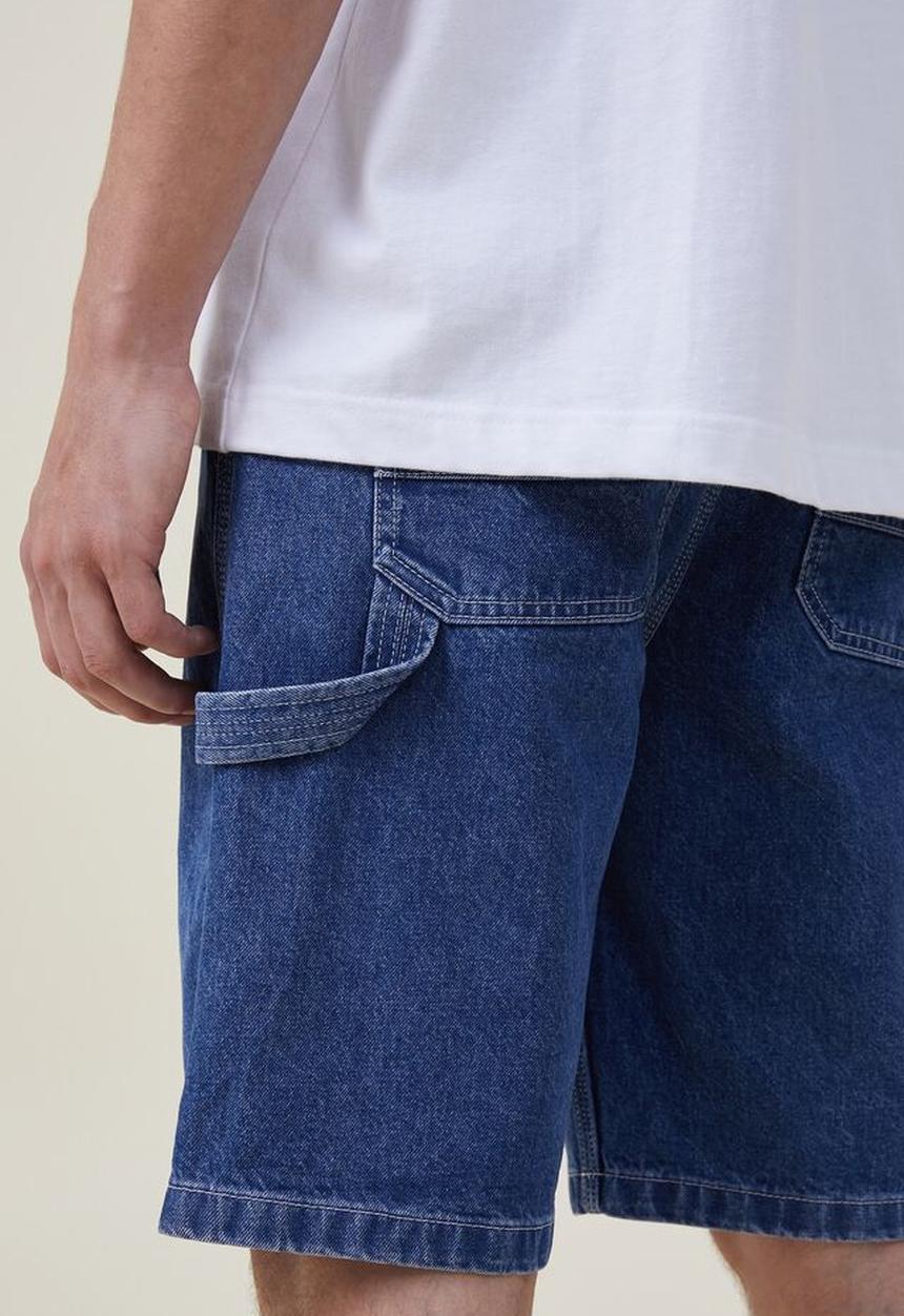 Cotton On - Carpenter short - mid blue denim